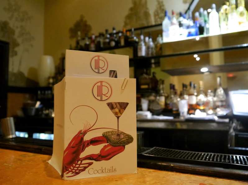 cocktail and oyster bar menu at rogano