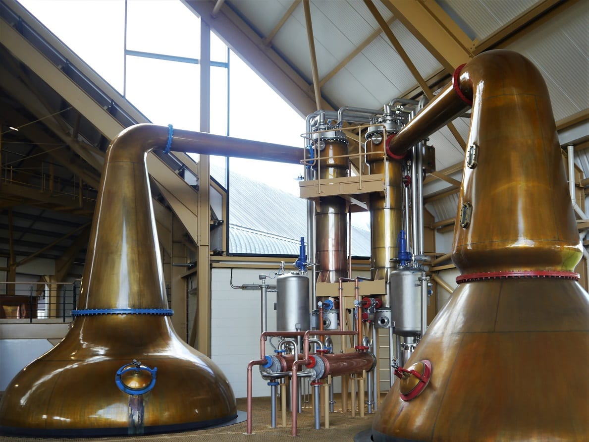 copper stills at whisky distillery whisky stills