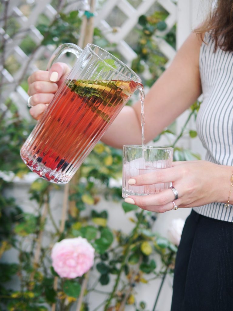 rose sangria in a jug