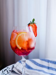 Strawberry infused Campari Spritz