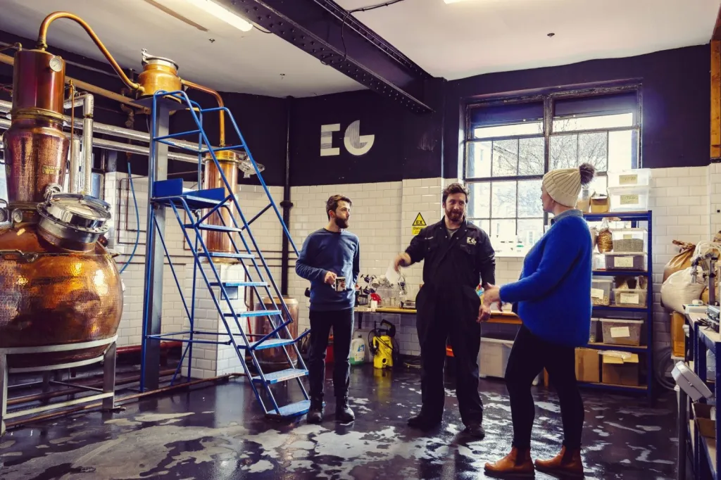 Natalie visiting a distillery in Edinburgh