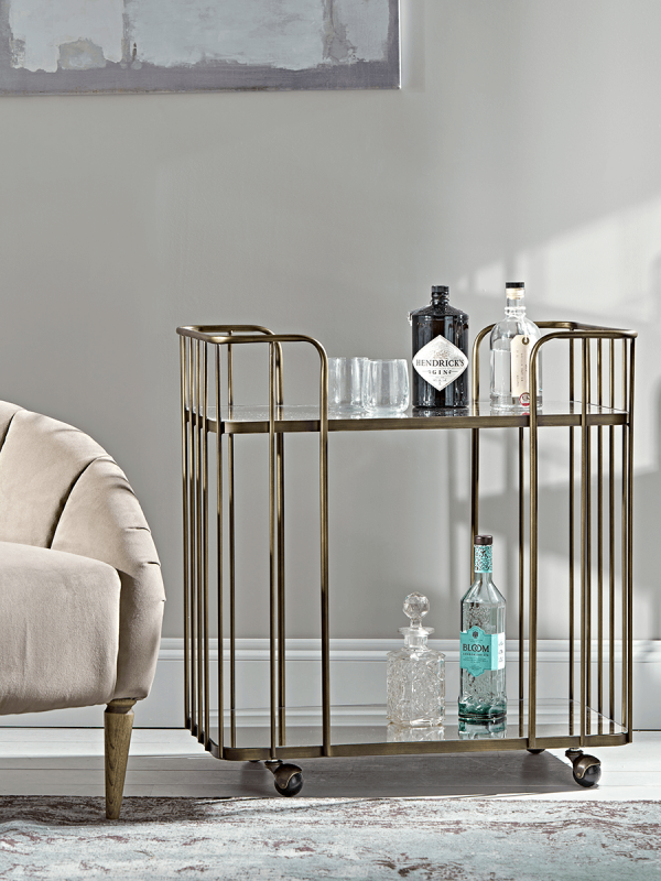 mirrored drinks trolley