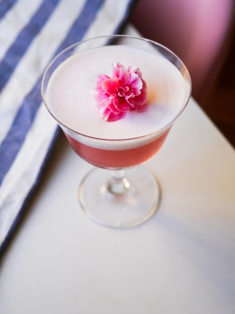 pink cocktail with foam