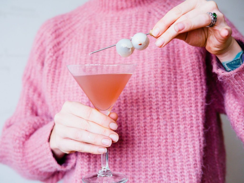 Lychee and bluebverry martini