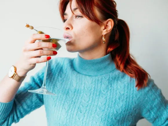 Martini cocktail with olives