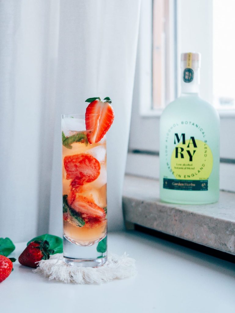 Strawberry and basil low abv drink