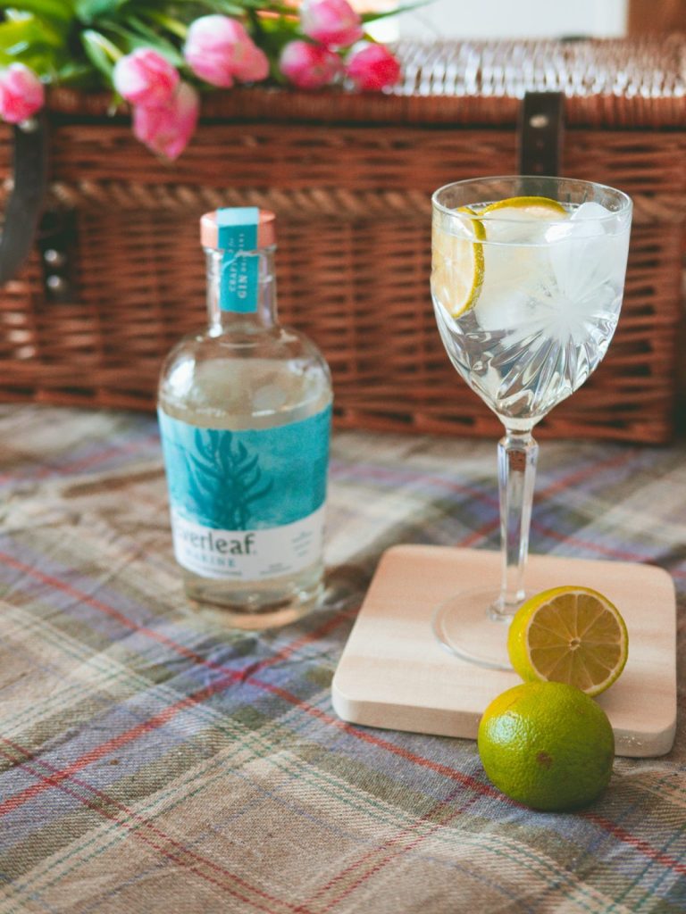 Everleaf non alcoholic spritz cocktail and picnic set up