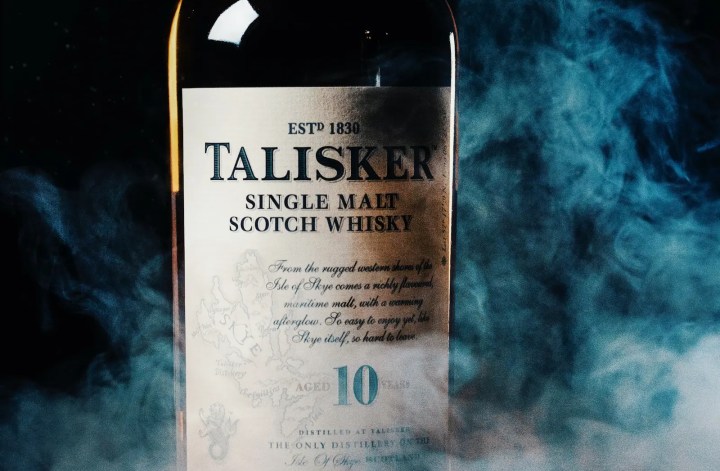 smoke around Talisker bottle