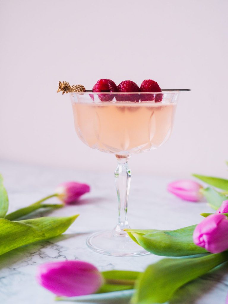 Pink Valentine's Day Prosecco cocktail