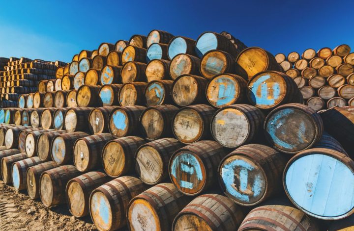 whisky casks outside