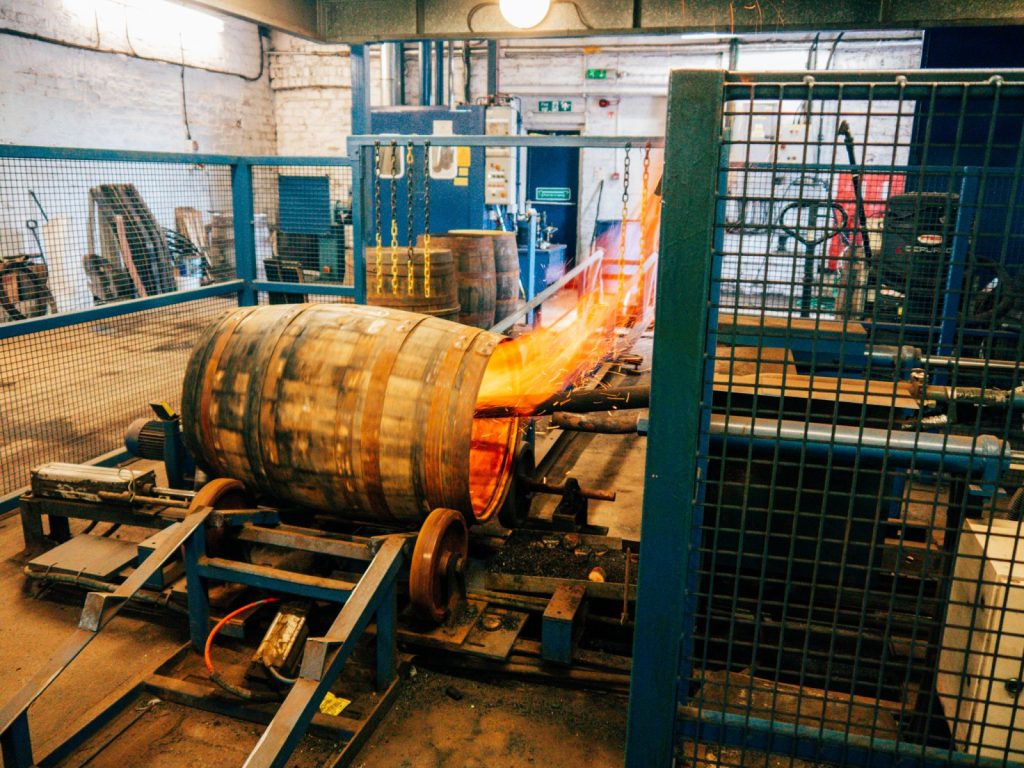 toasting of a whisky casks