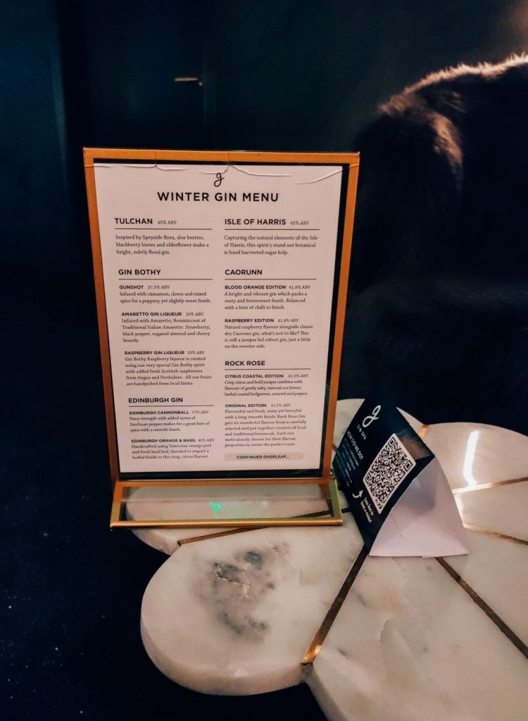 Winter Gin menu