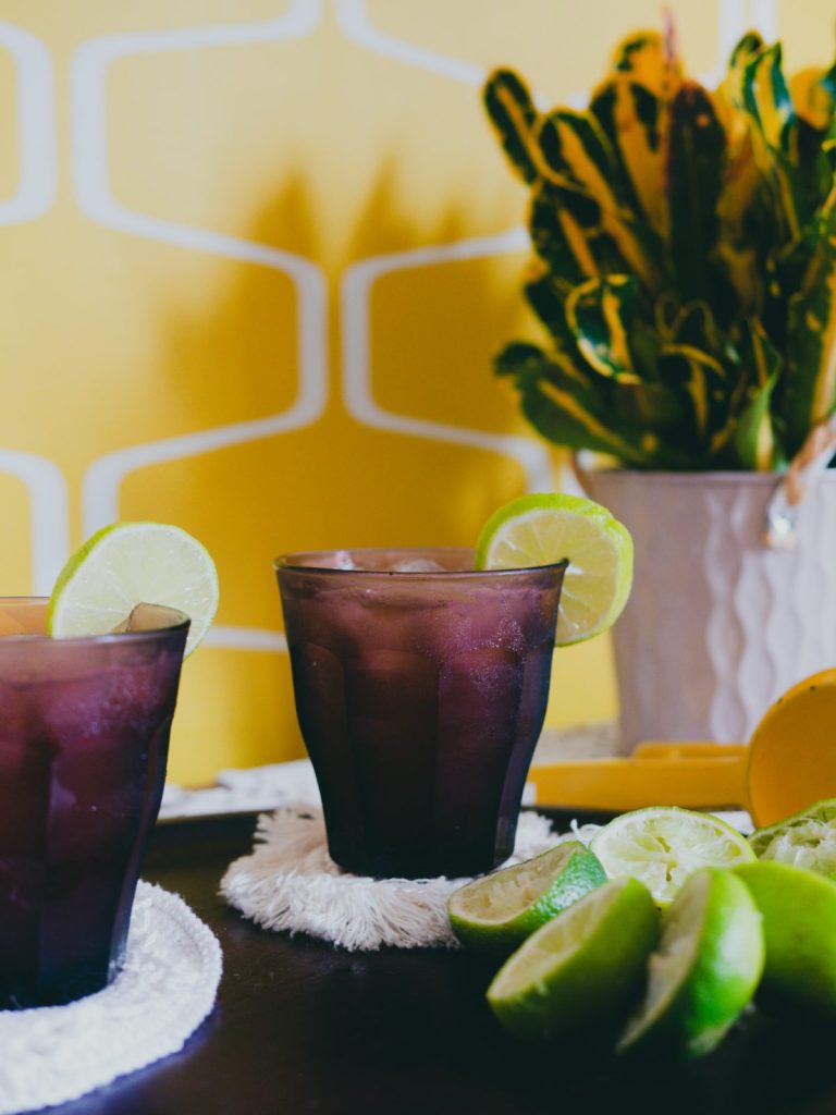Hibiscus Margaritas using Duralex glass
