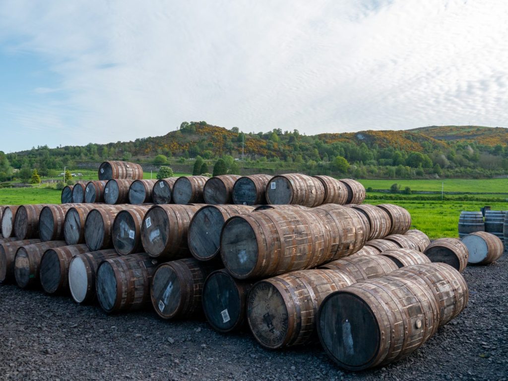Whisky casks outside