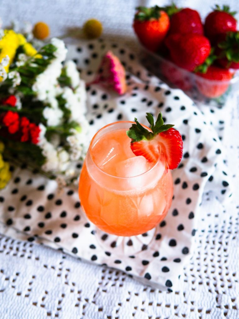 Strawberry and mint cocktail