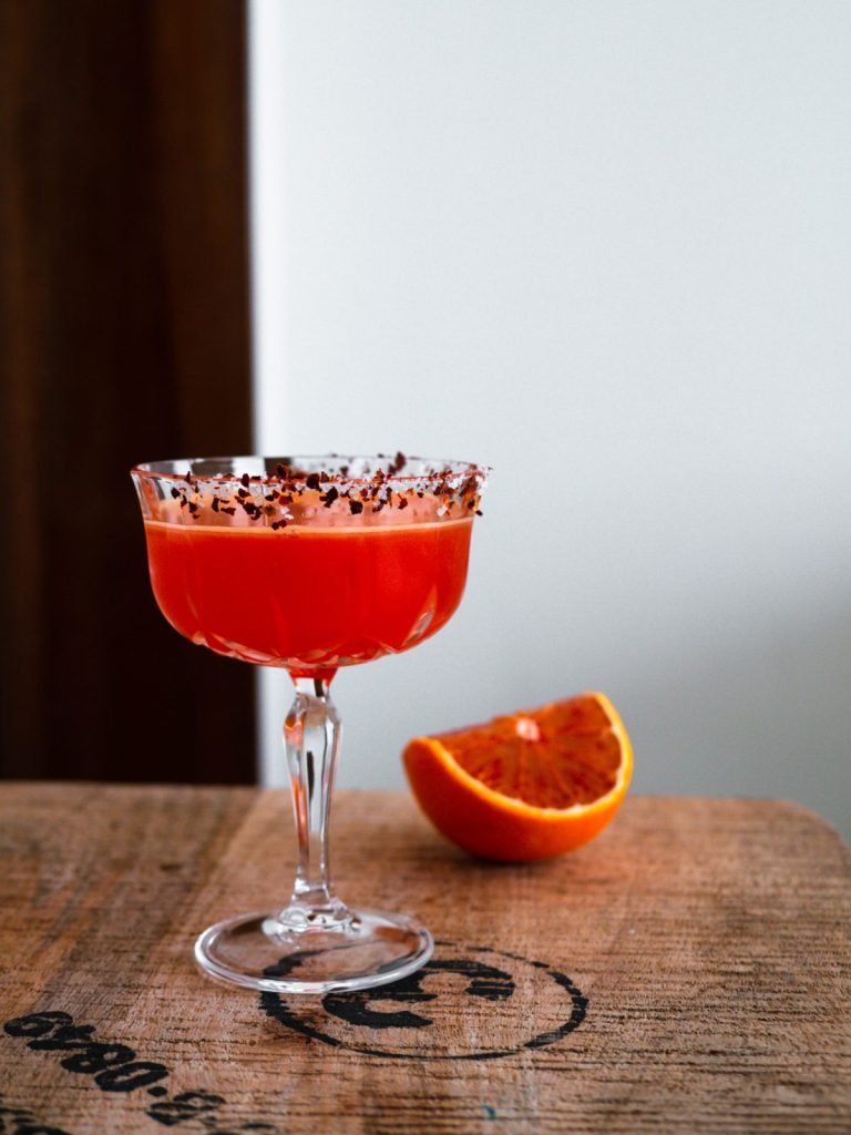 blood orange cocktail with chilli rim