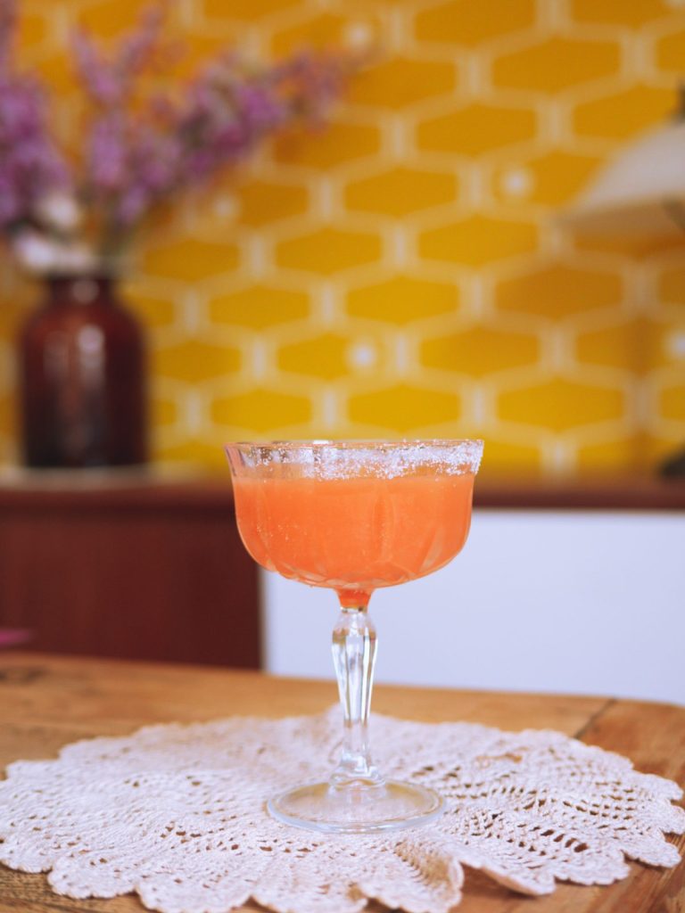 cocktail glass with salt rim