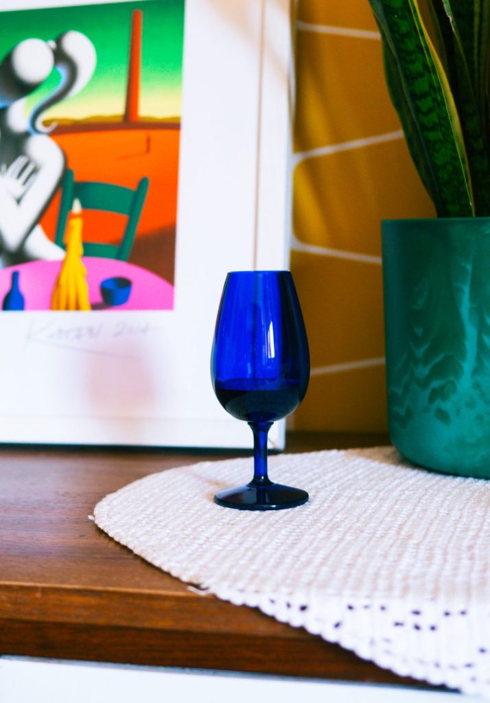 blue whisky tasting glass