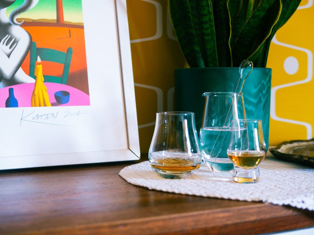 Whisky glassware and water jug