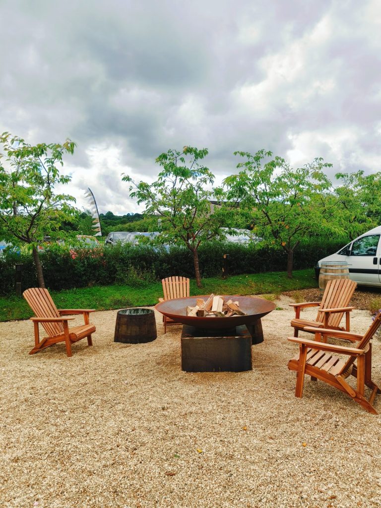 outdoor seating by the fire pit