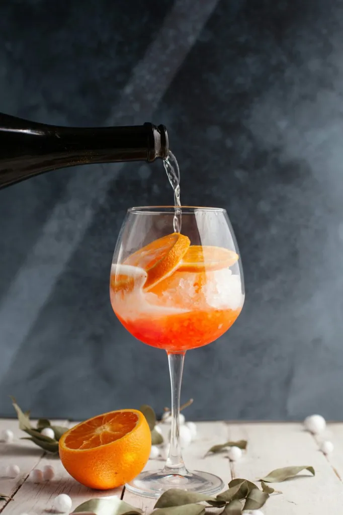 Aperol spritz in the making