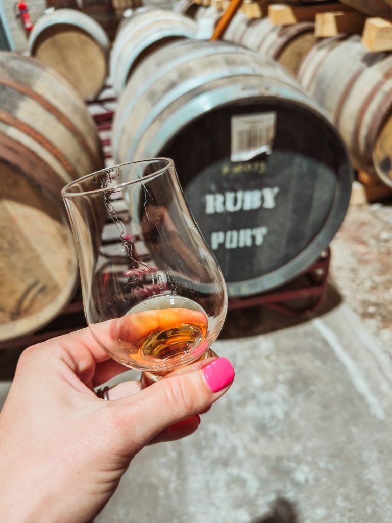 Sampling ruby port cask in a dunnage warehouse
