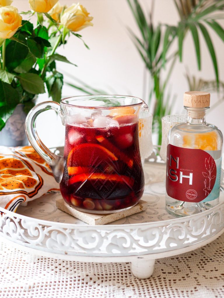 Jug of low abv sangria with GNISH