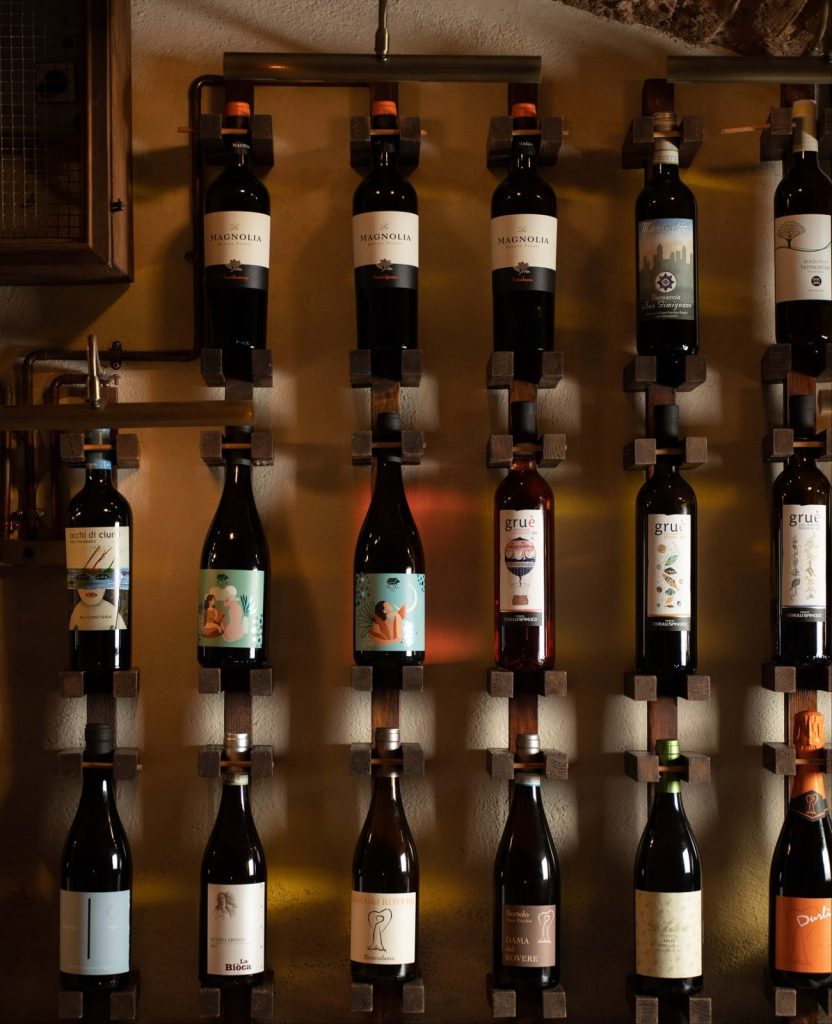 wine selection in a Florence wine bar