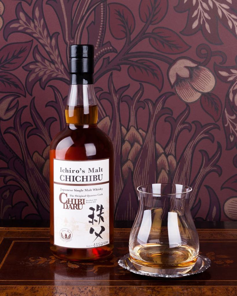 Japanese whisky bottle and a glass