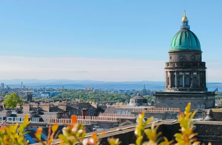 Edinburgh skyline from a rooftop terrace
